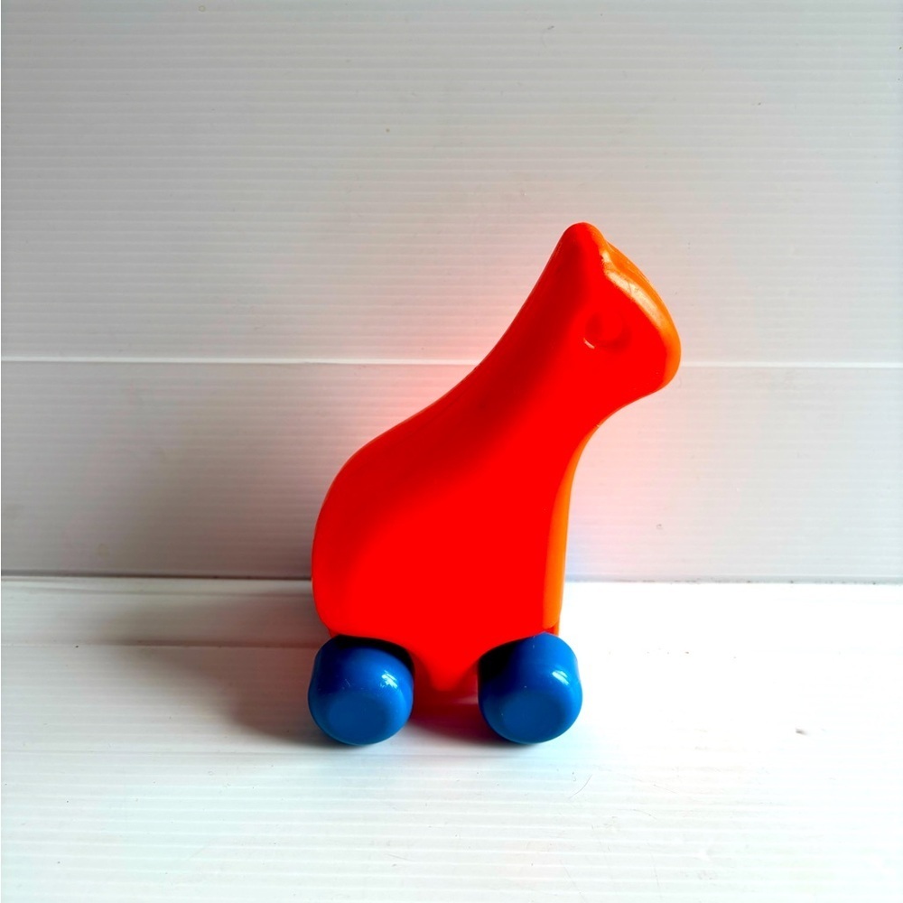Vintage Little Tikes Giraffe Orange Rolling Toy 6"